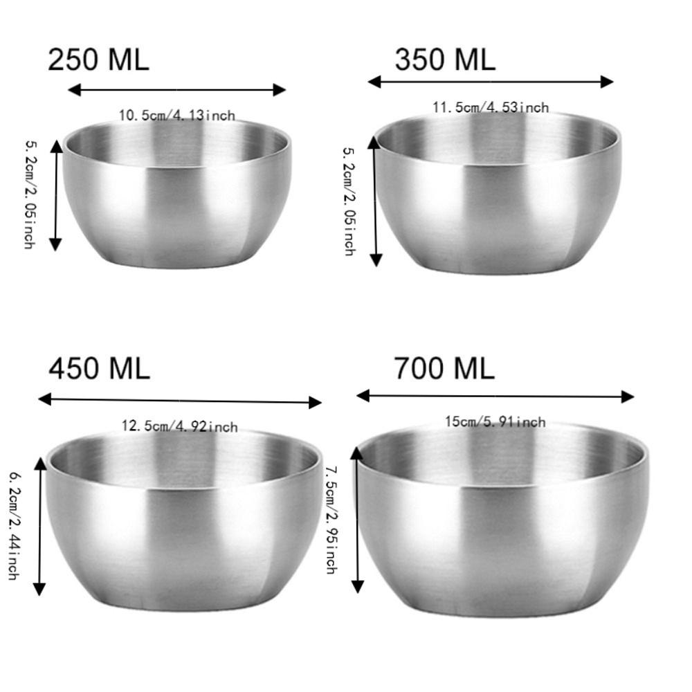 Anti-scalding Korean Style Stainless Steel Rice Bowl Double Layer Soup Bowl Kimchi Bowl Restaurant