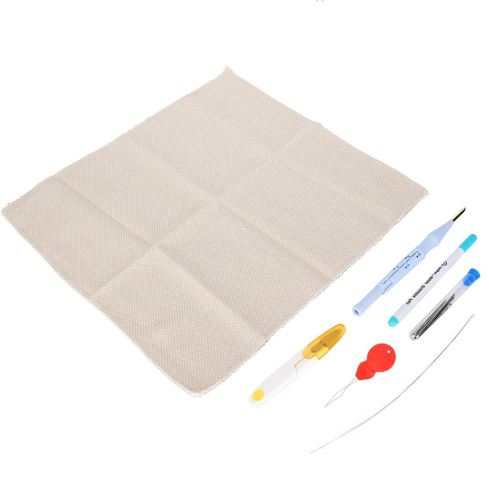 Набор для вышивания Punch Needle DIY Толстая шерстяная пряжа с латунной иглой Набор инструментов с ножницами