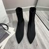 Мода 2024 года, высококачественные новые осенне-зимние туфли для женщин, однотонные высокие сапоги с острым носком, модные уличные ботинки для женщин
