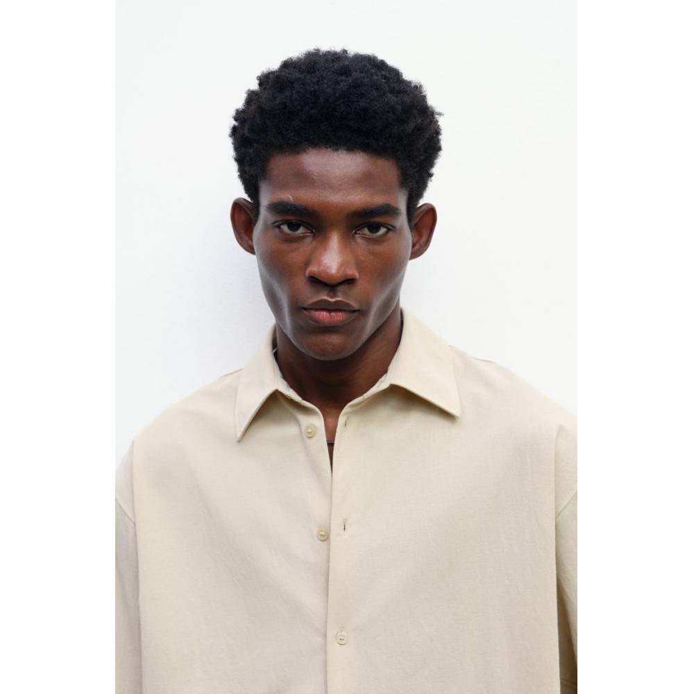 Рубашка свободного кроя HM бежевого цвета