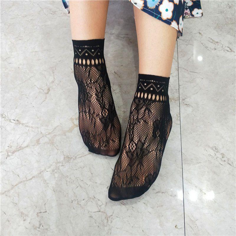 4 пары ретро кружева кружева сетки сексуальные полые чулки женские короткие чулки черные