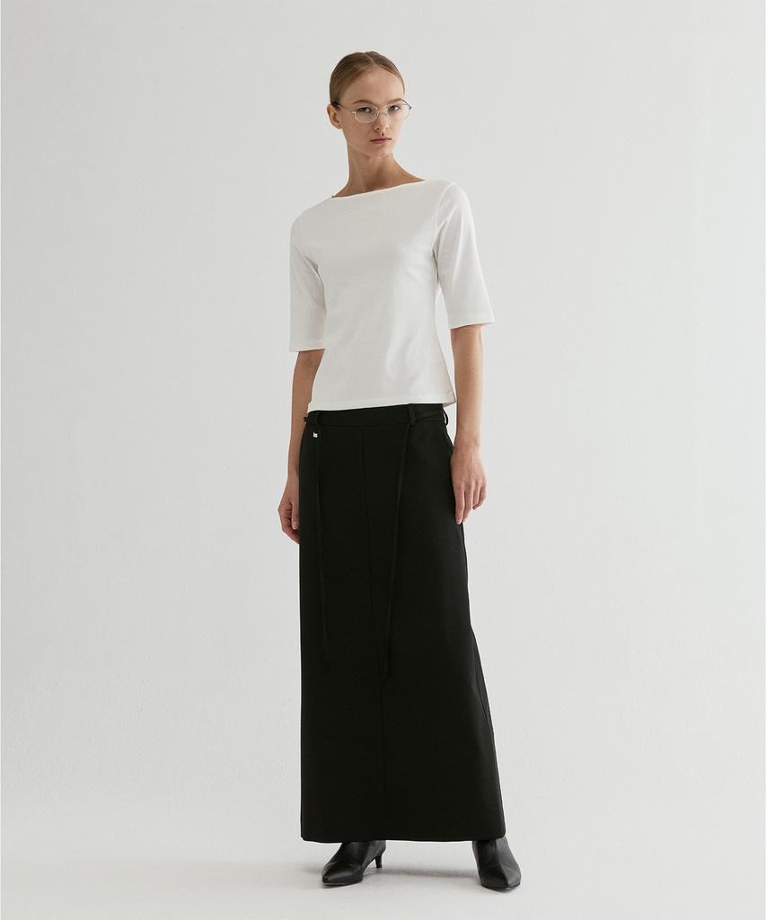 From Wear Belted Straight Maxi Skirt Black