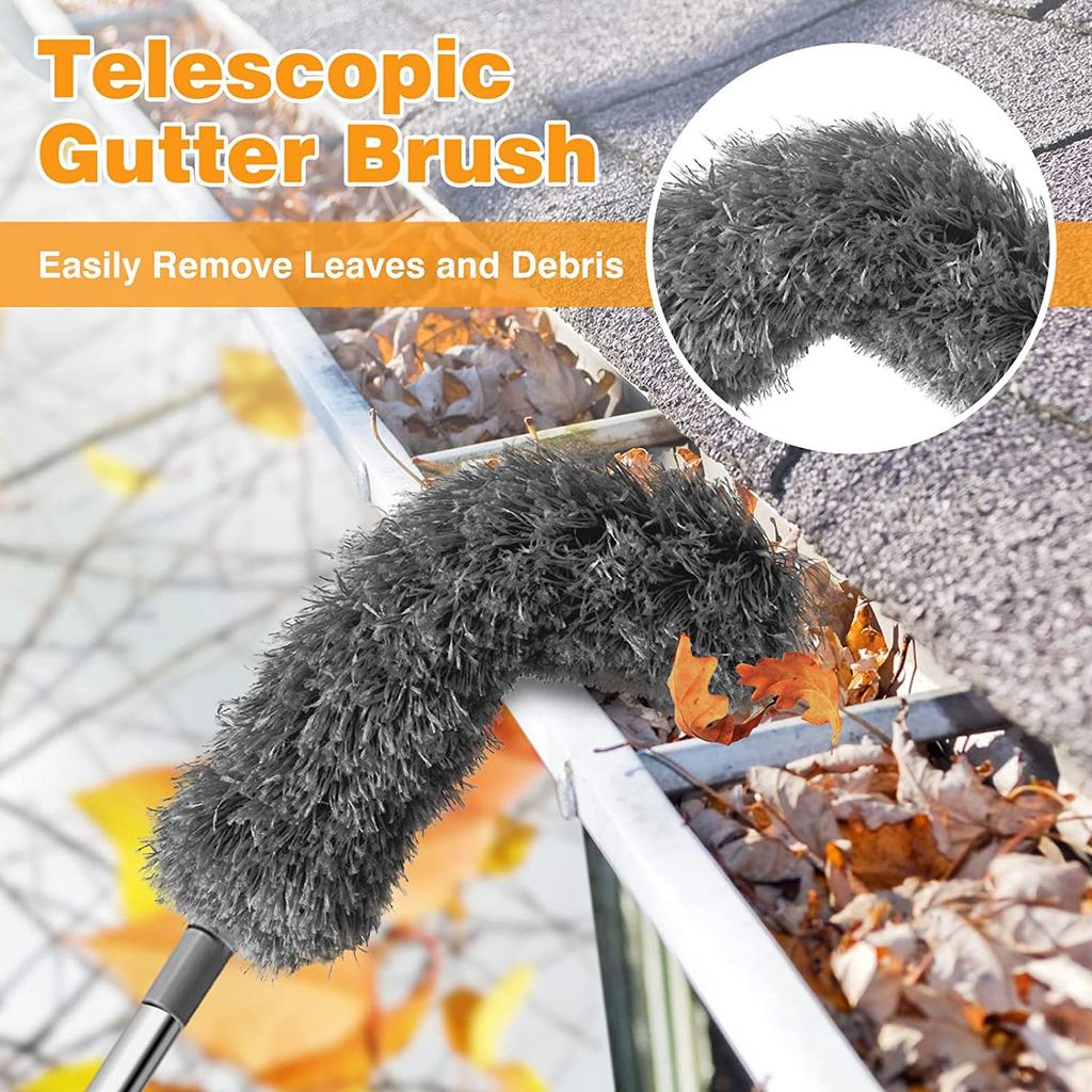 Drain Gutter Cleaning Brush Roof Tool with Telescopic Telescopic Rod 2.5 Meters Protection Cleaning Dust Removal