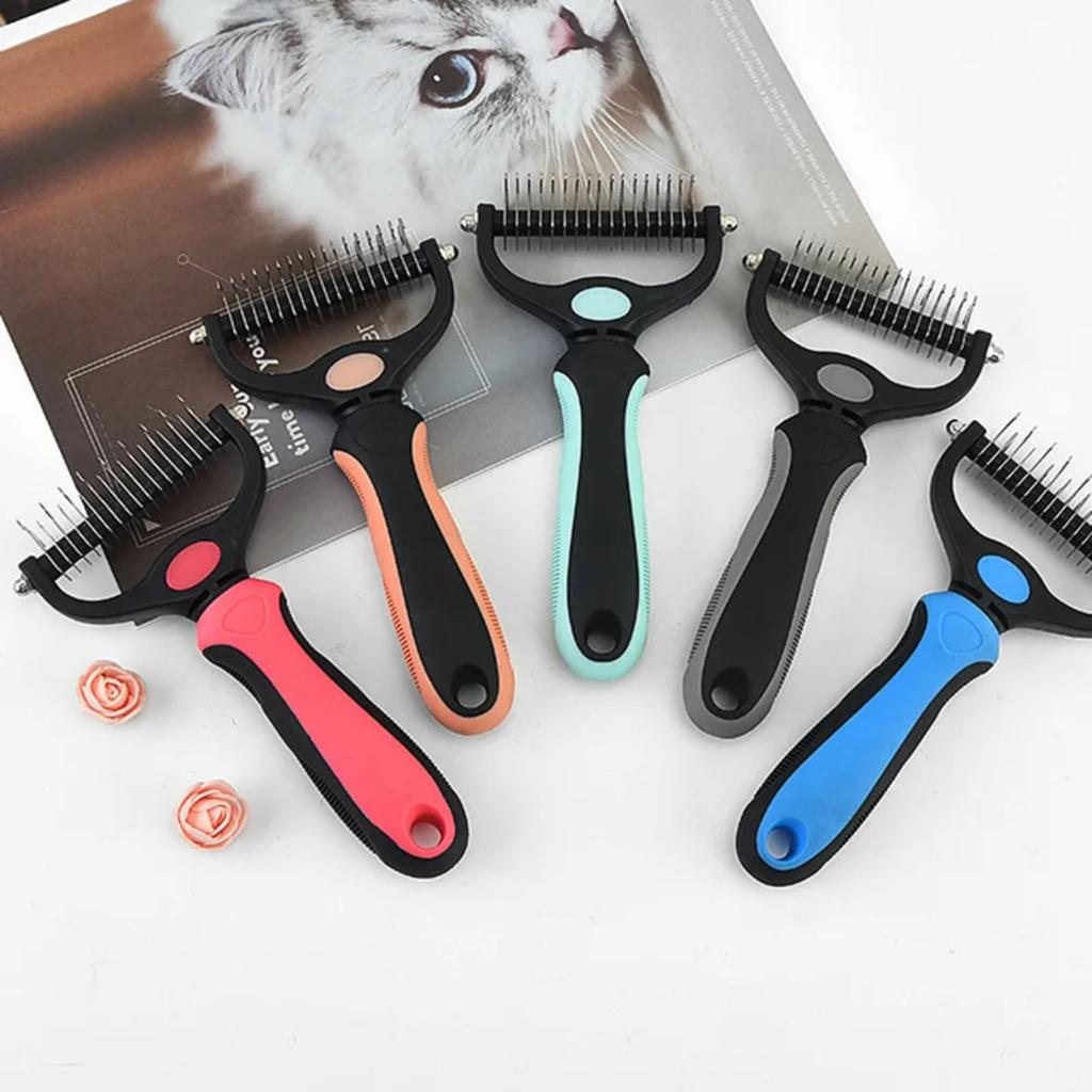 New Top-notch, premium deshedding brush for dogs, puppies, and cats - Effective hair remover and knot cutter for superior sheddi