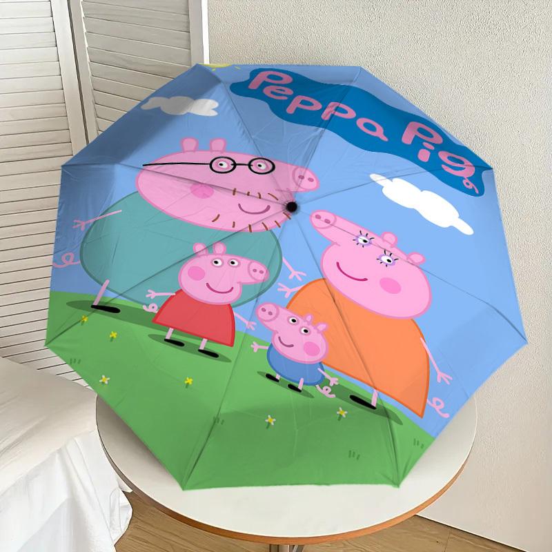 1PC Peppa Pig Umbrella-8-Rib Reinforced, Automatic Open, Lightweight & Durable, Cute Fashion Accessory for Outdoor-F2629
