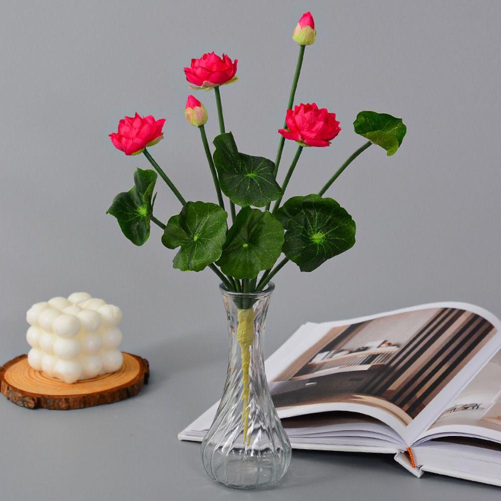 Lifelike Artificial Lotus Flower Plastic Simulation Lotus Fake Flowers Mini Silk Lotus Fish Tank