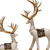 2 Pieces Reindeer Figurines Retro Sitting Standing Deer Statues Deer Statue for Living Room Bedroom Office Cabinet Decor