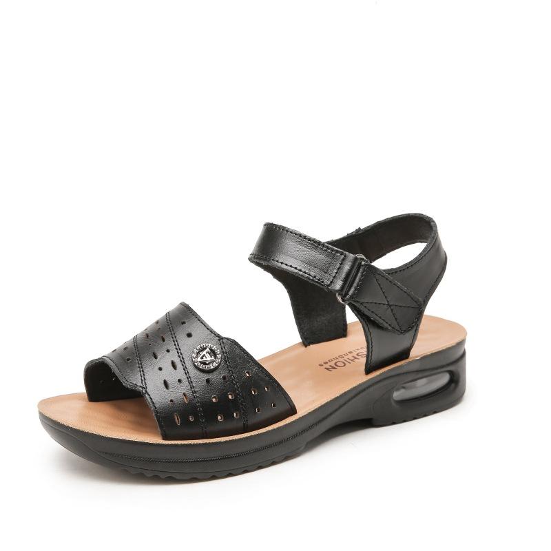 Первый слой коровьей кожи, прохладные тапочки, женские, на липучках, удобные, с плоским дном, кожаные, для женщин среднего возраста, нескользящие, кожаные, для женщин, для беременных