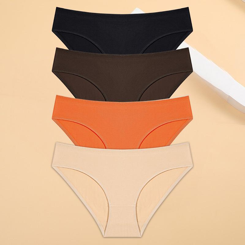 4 шт./компл. с низкой талией, сексуальные женские трусики, хлопковые трусы для женщин, однотонные трусы, нижнее белье, трусики для девочек, мягкое нижнее белье