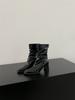 2025 New Spring and Autumn Square Head Thick Heel Temperament French High Heel Elastic Thin Boots British Style Pleated Stacking Boots Women