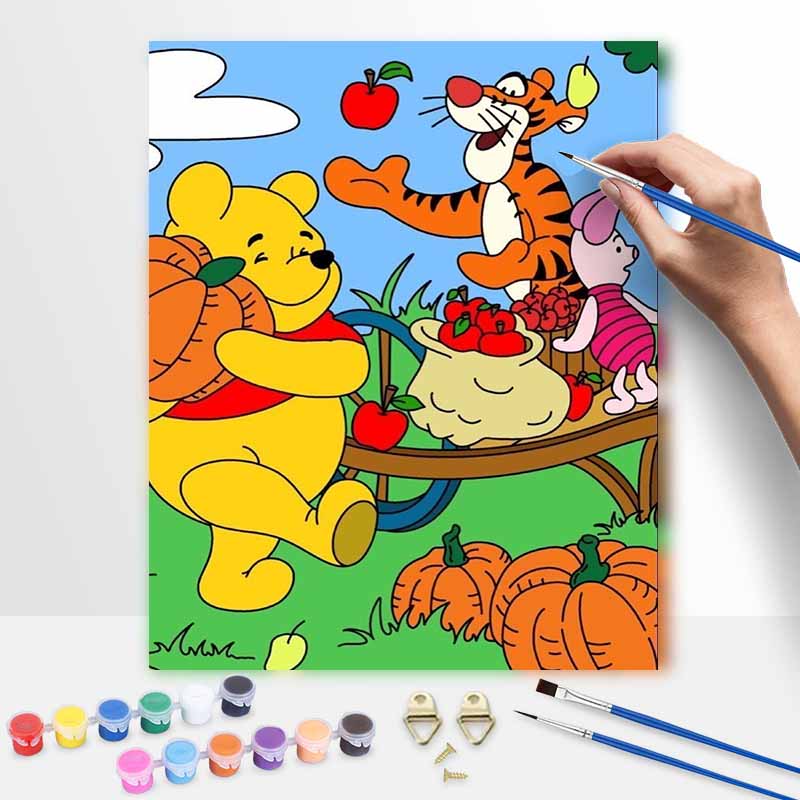 Disney Oil Painting Kit Painting Winnie The Pooh Autumn Harvest Home Bedroom Wall Decor Gift