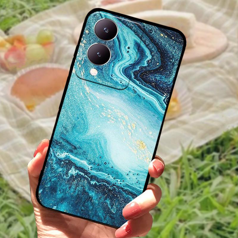 Чехол для Vivo Y17s Модный Мультяшный Черный Силиконовый Мягкий Задний Чехол-Крышка Для Vivo Y17s Чехол для Телефона 6.56" Y 17 s Funda Coque
