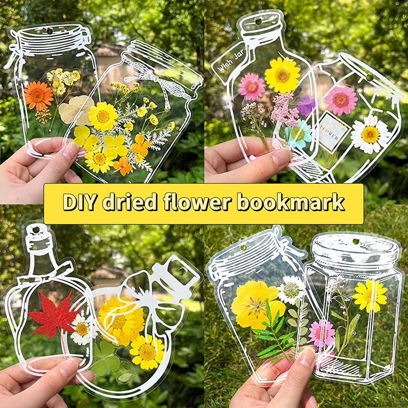 40/60 шт. Набор прозрачных закладок с сушеными цветами для DIY, ручная работа, закладки в форме прозрачной бутылочки для коллекционирования сушеных цветов