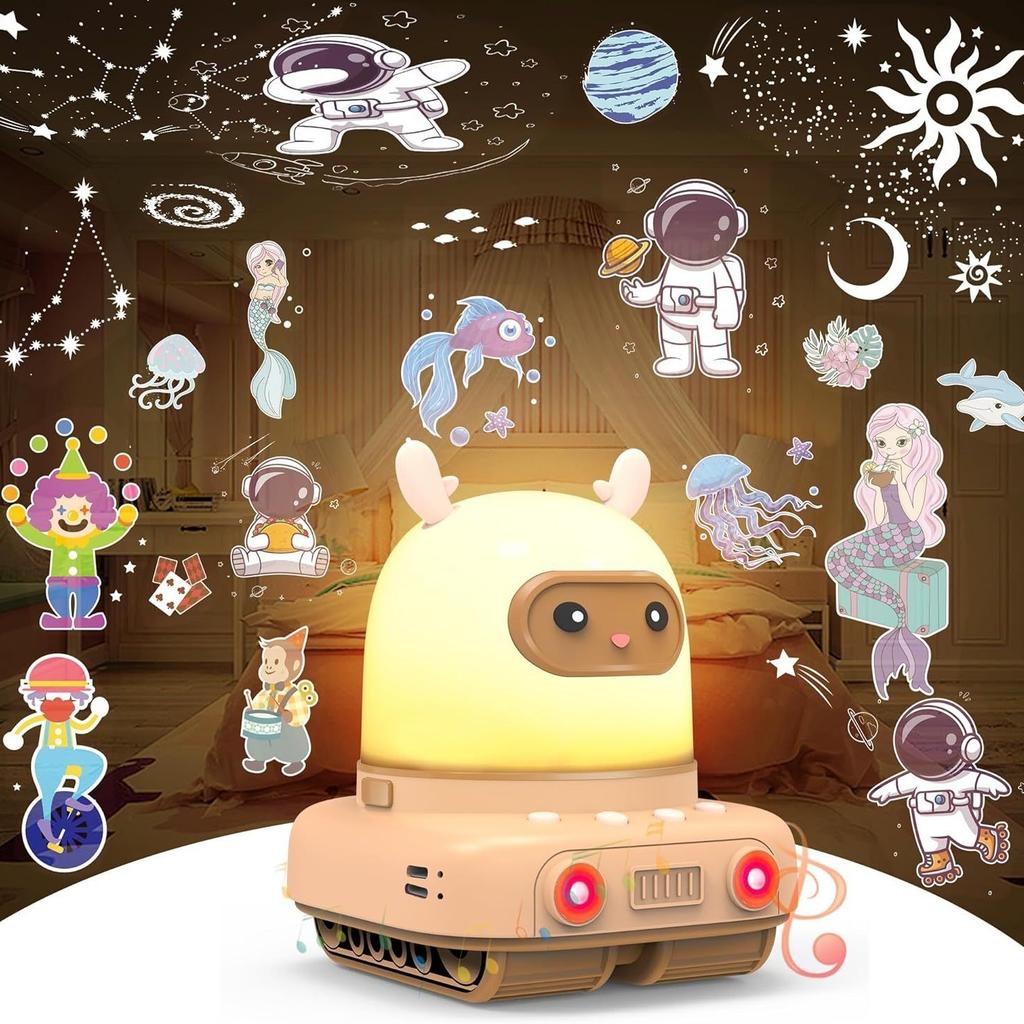 Музыкальный проектор, ночник для детей 3 в 1, милый олень, звезда, проектор, 6 фильмов, динамик, детская комната, декоративная лампа