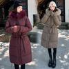 New Large Size Down Cotton Cotton Jacket Women's Medium and Long Korean Version Waist Fashion Thickened Warm Winter Hooded Jacket