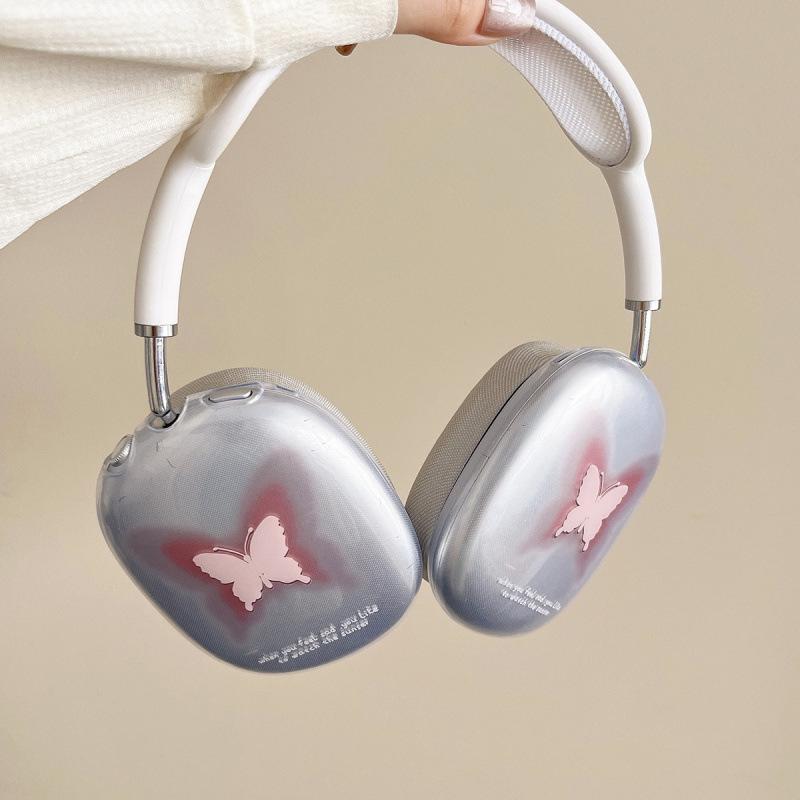 Чехол для Apple AirPods Max - чехол для наушников с постепенным изменением цвета, дизайн: розовая бабочка