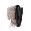 Inden Long Bundle Large Black X Pink Snow Grass Pattern [Indenya] Wallet, S, Capacity, Deerskin, Lacquer, 2310-51-160