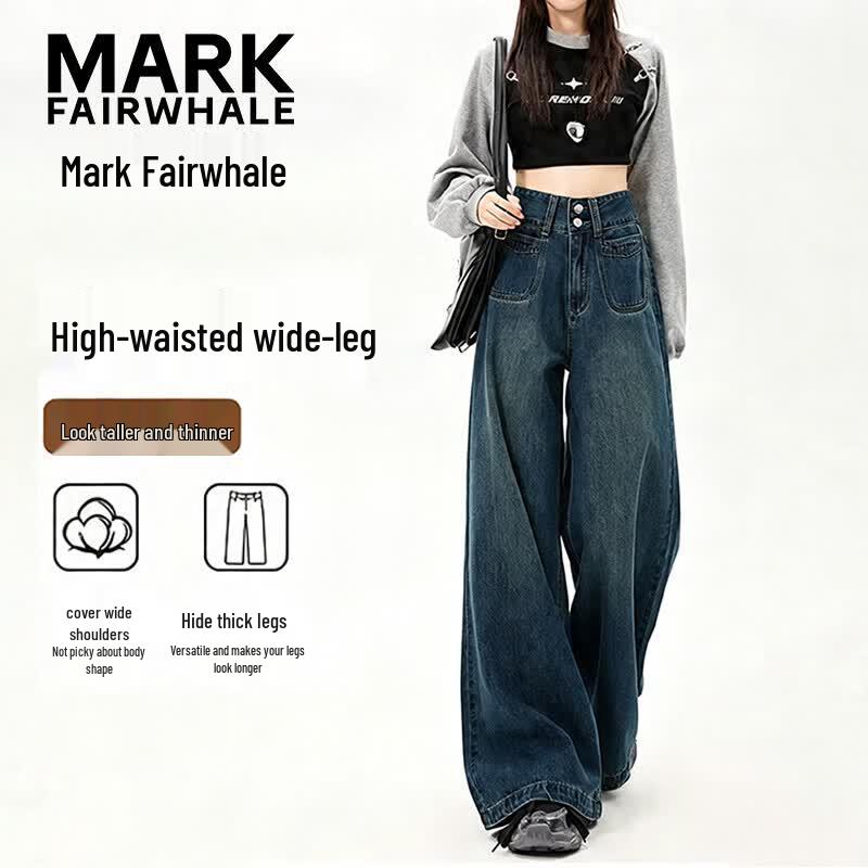 Mark Fairwhale Женские ретро джинсы с высокой талией и широкими штанинами