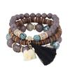 3 шт./компл. эластичная веревка, многослойные женские браслеты из смолы, женские богемные браслеты с кисточками и бусинами в виде слона, ювелирные изделия