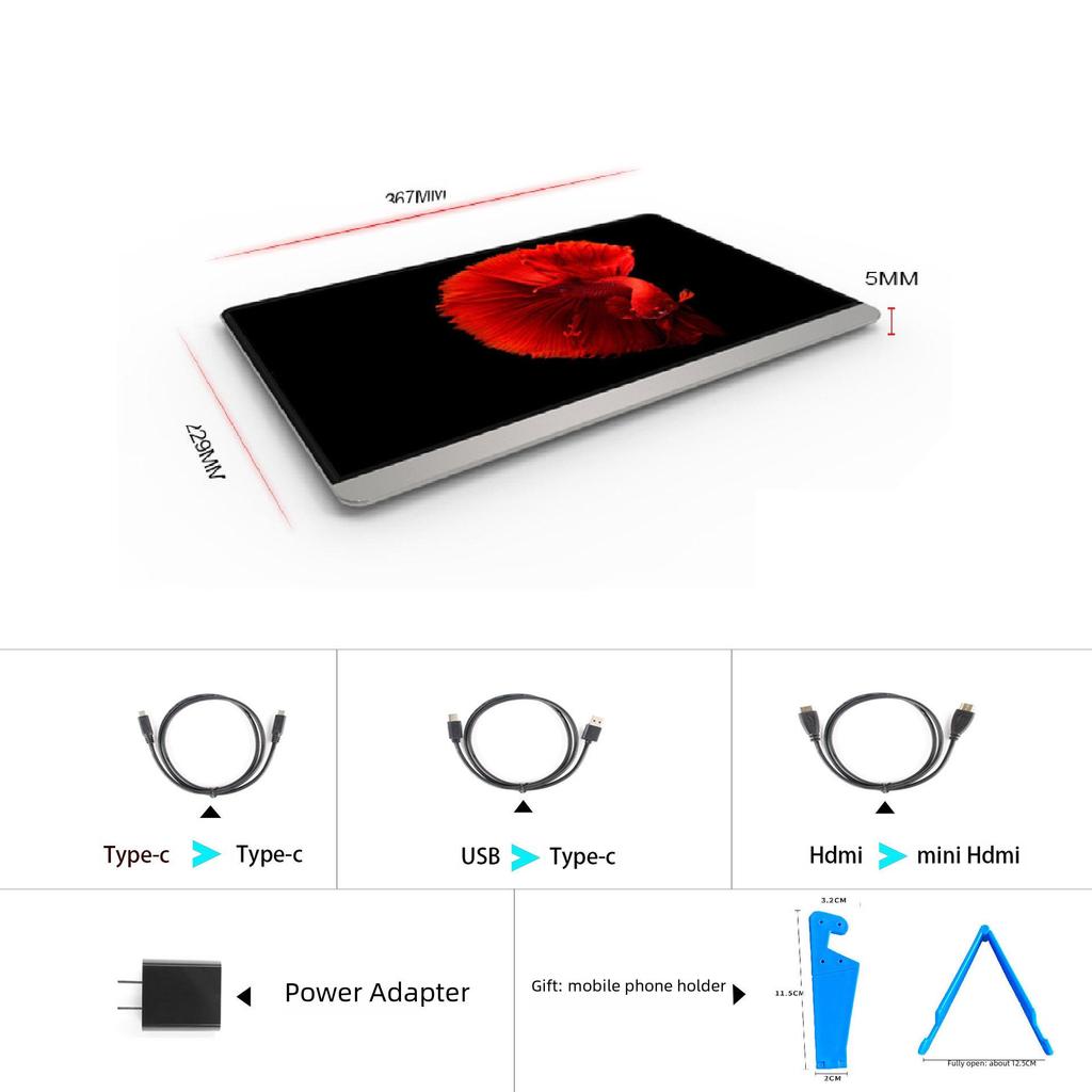 16,1-дюймовый портативный IPS-монитор для ноутбуков, телефонов, беспроводных проекторов и PS4