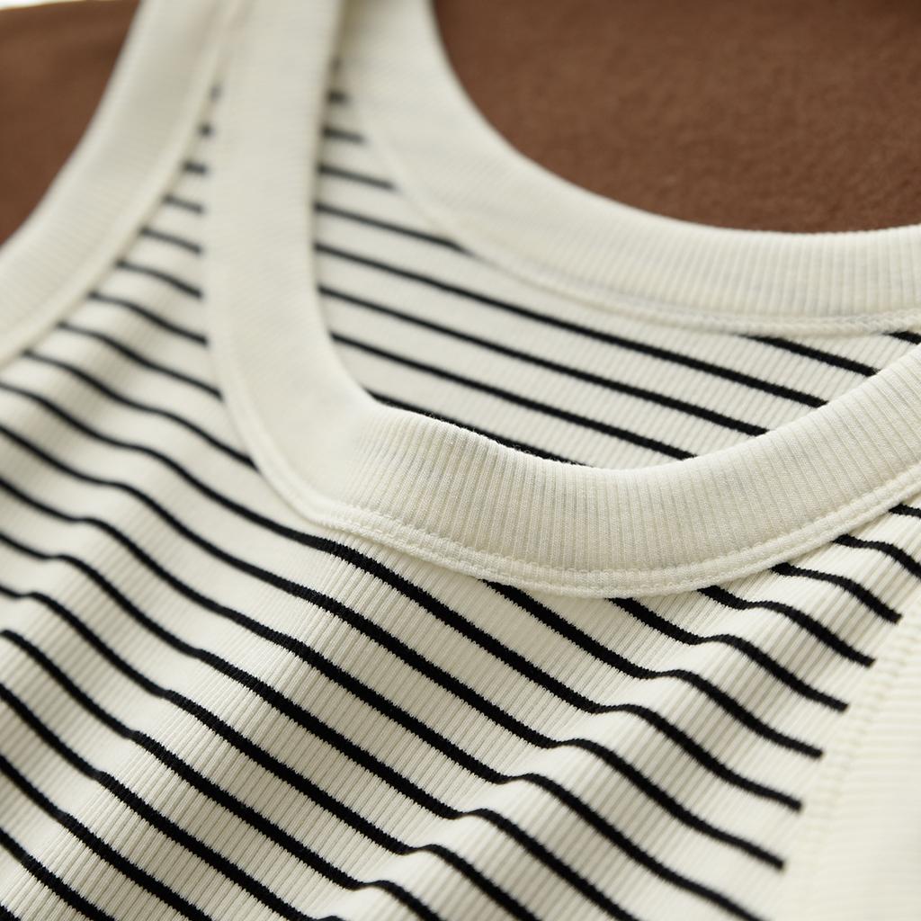 Summer Women's Cover Side Breasts Hundred with Outside Wear Inside Cotton Striped Camisole Tank Top
