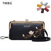 High Capacity Horizontal Version Women Mobile Phone Bag Retro Embroidery Magnolia Flower Slung Phone Wallets Ladies Zipper Long Purse Girl's Day Gifts