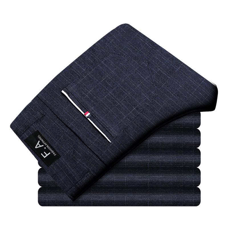 Мужские осенние прямые брюки, обычные модели, корейская версия тренда на истирание, повседневные брюки, мужские тонкие эластичные хлопковые брюки в клетку