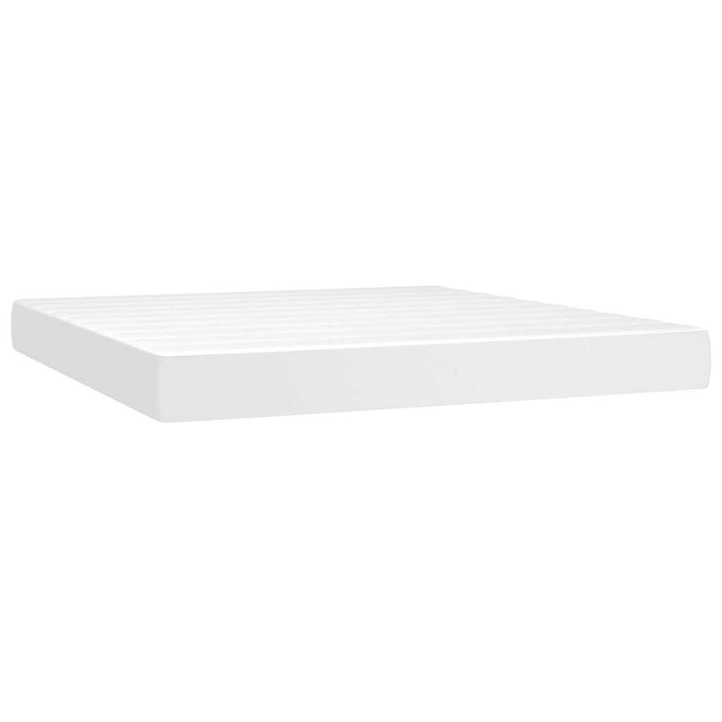Vidaxl Łóżko Kontynentalne Z Materacem I Led, Biała Ekoskóra 180X200Cm