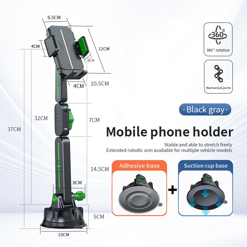 Extended-Length Off-Road Truck Phone Holder Windshield Dashboard Mount with Large Suction Cup Car Phone Holder Navigation Mount