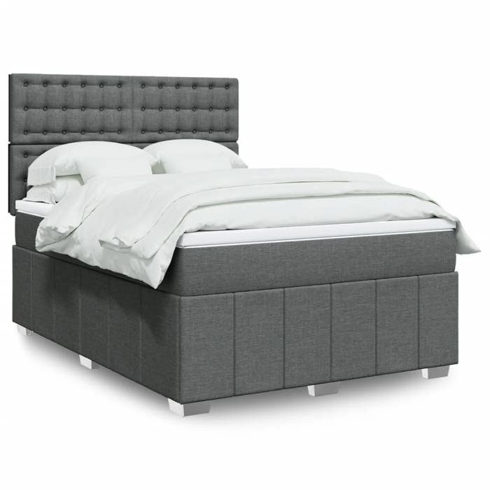 Maison Exclusive - Sommier à lattes de lit avec matelas Gris foncé 140x200cm Tissu