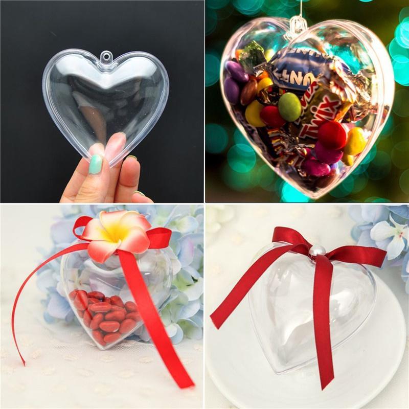 5 шт. 8 см Сердце Прозрачные пластиковые шары Открывающийся шар Рождественская елка Подвесное украшение Свадебный декор для вечеринки