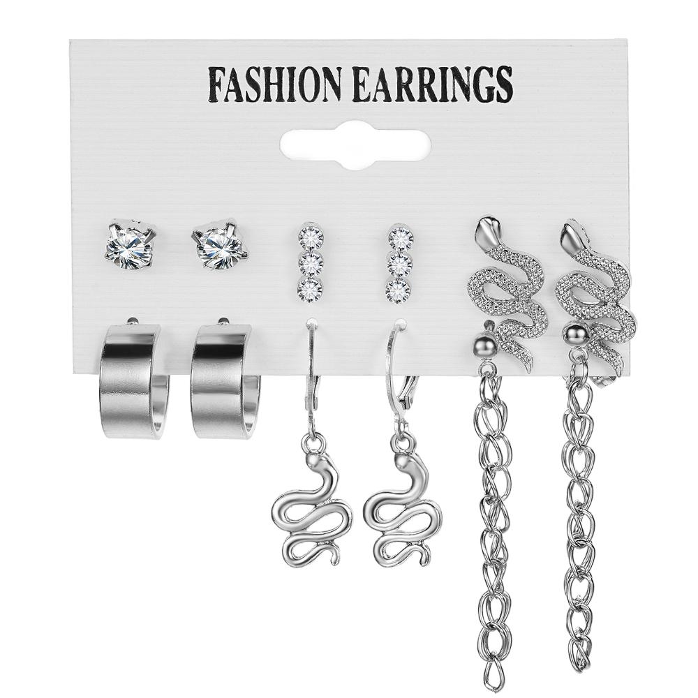 Simple Basic Alloy Earrings Set Creative Retro Card Earrings Earrings Set