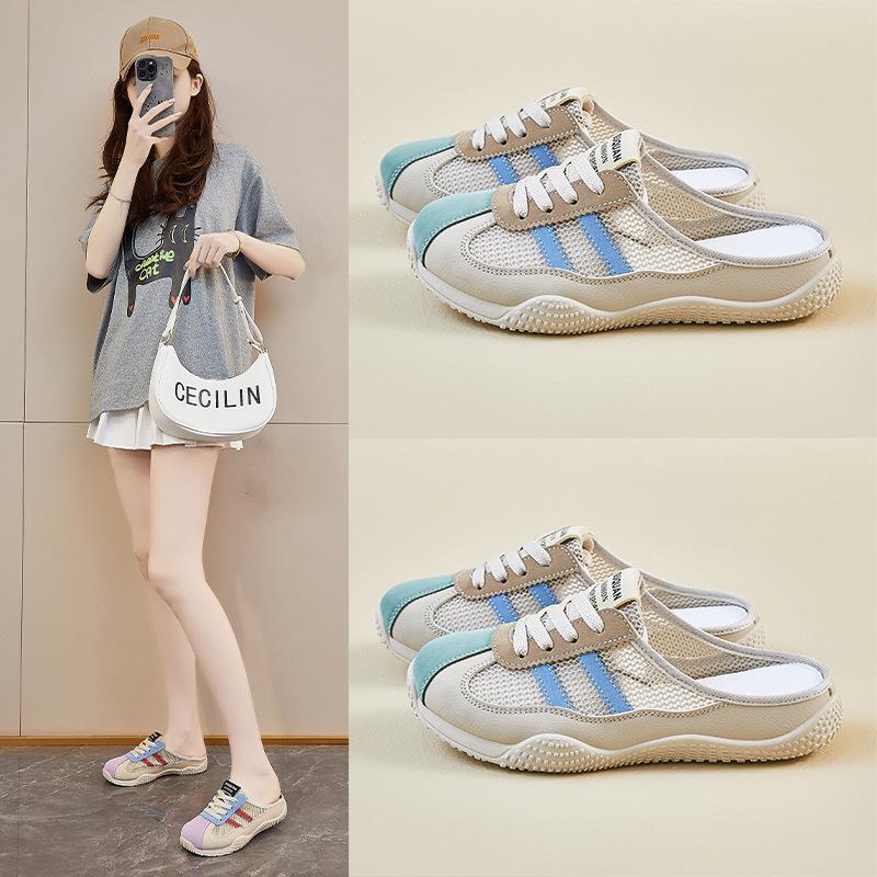 Новые летние белые туфли для студенток с полуподдержкой, толстой подошвой, усиленной сеткой, дышащие и повседневные