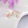 Women's Double Love Heart Open Ring Shiny Zircon Copper Wedding Bridal Jewelry