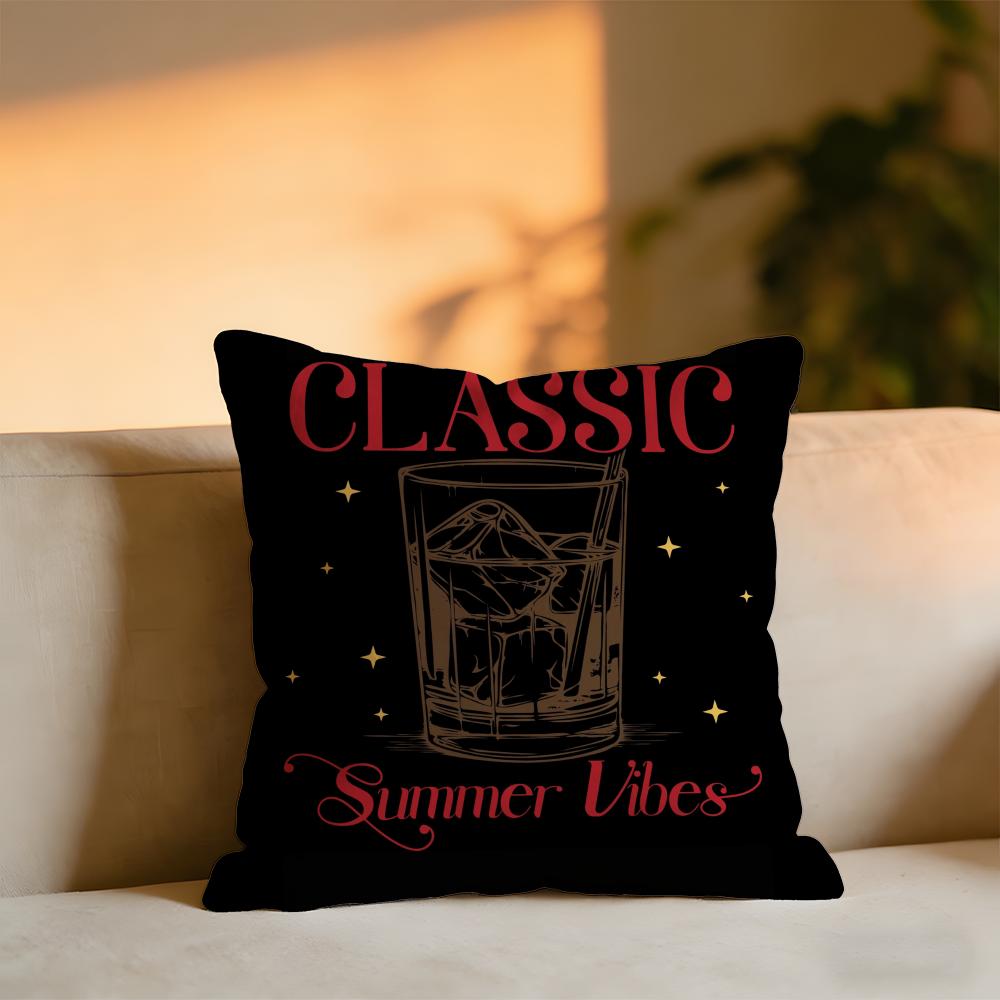 Retro Script Vintage Cushion Cover Cozy Velvet Throw PillowSoft Warm Cushion For Sofa Bed