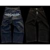 Streetwear Jeans Y2K Retro Hip Hop Embroidered Baggy Jeans Retro Black Pants Mens Womens New High Waist Wide Leg Trousers