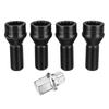 4pcs M14x1.25 M12x1.5 Wheel Locking Bolts Black Steel Lug Bolt Nut Key 36136776076 For BMW MINI R50 2/4/5/6/7 Series X3