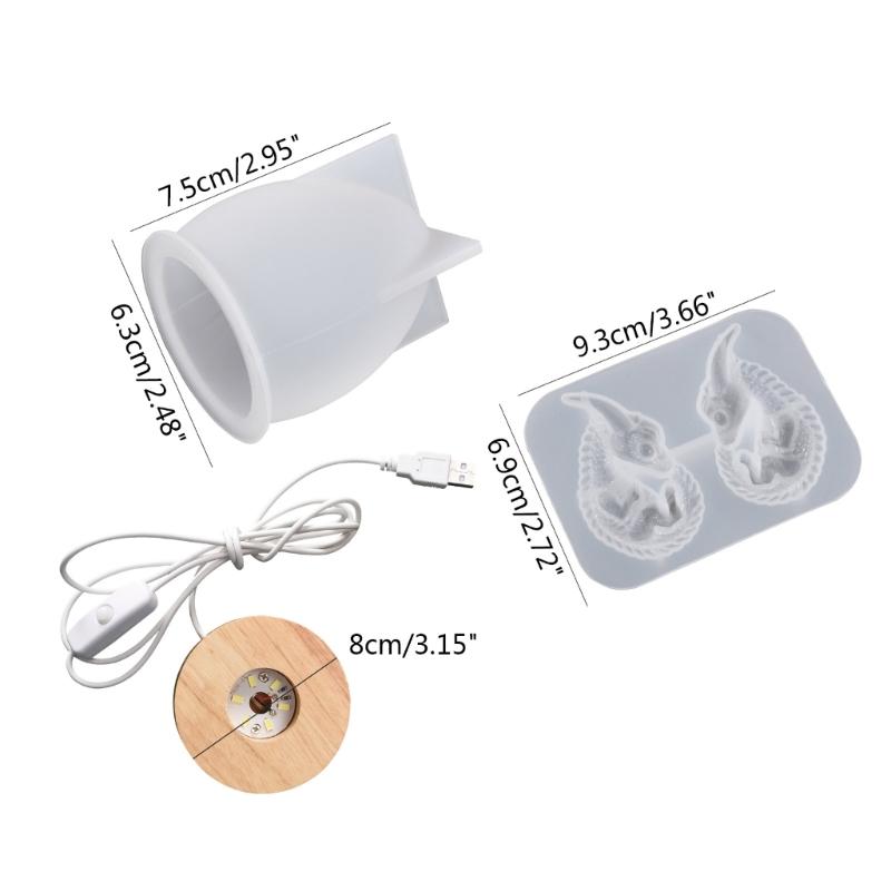 3D Форма для смолы в виде яйца дракона, Набор силиконовых форм дракона, Деревянная световая база, Форма для эпоксидной заливки для настольной лампы, Домашний декор