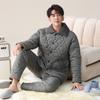 Зимняя пижама Трехслойная утолщенная куртка с подкладкой Мужской пуховик и хлопок Пуховая хлопковая одежда Домашняя одежда Теплый костюм Зима