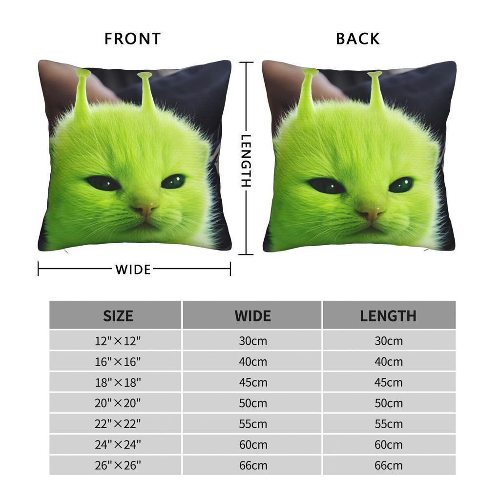 Funny Green Aliens Cat Pillow Case Fashion Pillow Cover Comfy Pillowcases For Office Car Home Decor
