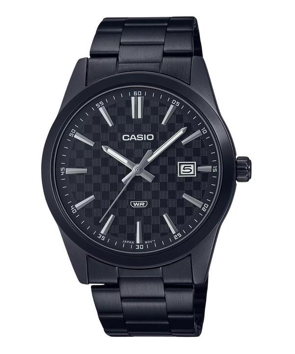Casio Стандартные аналоговые кварцевые мужские часы из нержавеющей стали с черным ионным покрытием и черным циферблатом MTP-VD03B-1A