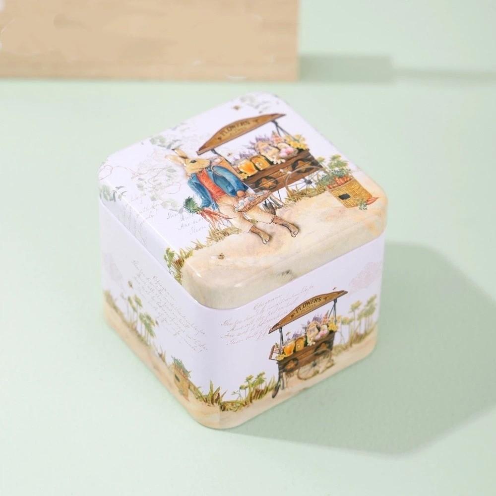 Metal Rabbits Candy Box with Lids Small Tin Can Multi-Purpose Easter Tinplate Box Home Party Decor