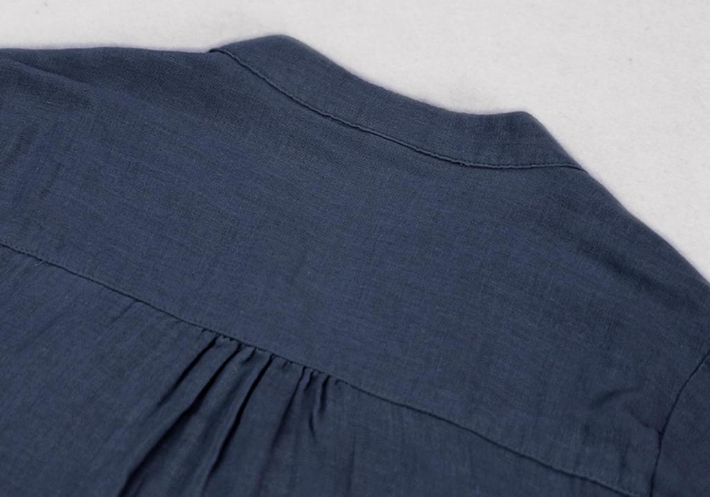 Shirt for Short Loose Large Size [EASTEMPO] Women, Sleeve, Summer, Fit, Business, Casual, 5/8 Sleeve, V-Neck, Cotton, (JP, Alphabet, M, Navy)