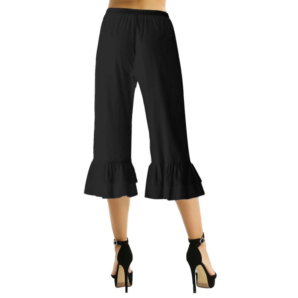 Women Retro Vintage Elastic Waist Ruffles Hem Pantaloons Bloomers Underpants Victorian Era Costume