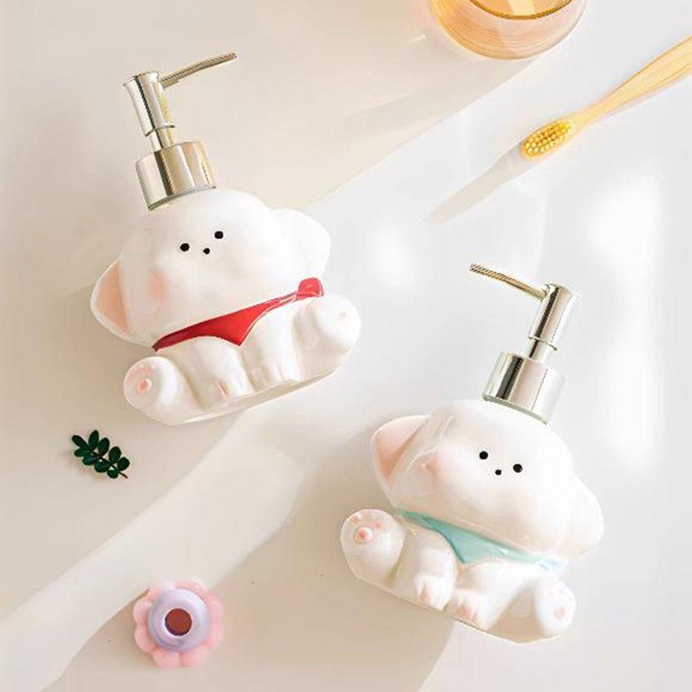 Ceramic Liquid Soap Dispenser Press Pump Shampoo Bottle Creative Dog Shape Lotion Bottle  Bathroom