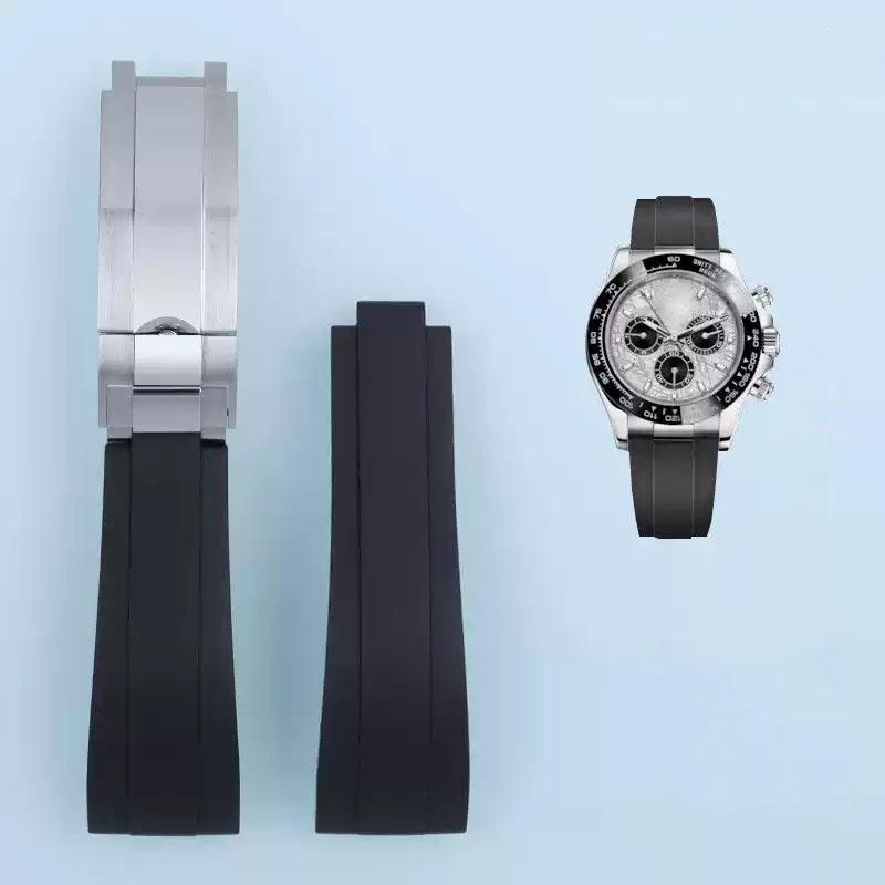 Короткий резиновый ремешок с пряжкой для часов Rolex Daytona Submariner Role OYSTERFLEX Yacht Master для узкого запястья 20 мм Силиконовый ремешок