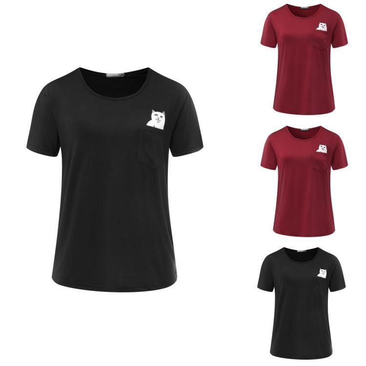 Pure Cotton Casual T Shirt For Men With Cartoon Cat Print Summer Tee