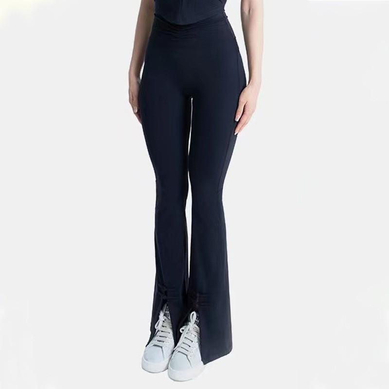 Womens Yoga Set With Built-in Bra Pad Quick-Dry Tank Top High-Waisted Flared Split Leggings 2-Piece Sportswear