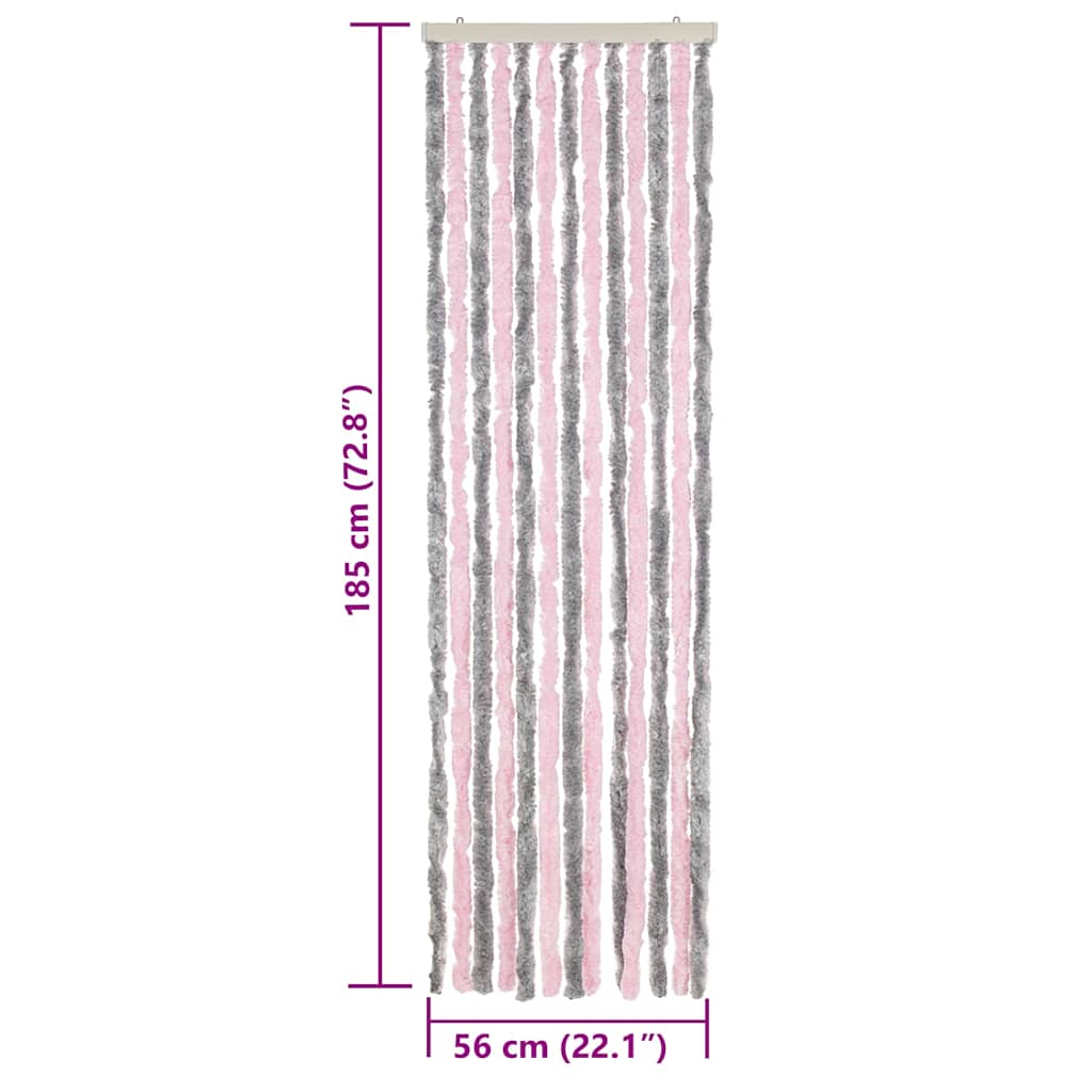 Fly Screen Curtain in Silver Gray and Pink 56 x 185 cm Chenille