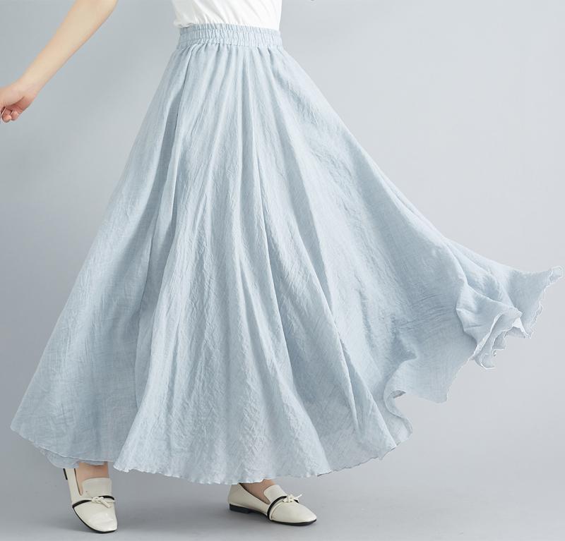 Dimanaf Plus Size Women Linen Skirts Female Elastic Basic Fashion Japanese Dress